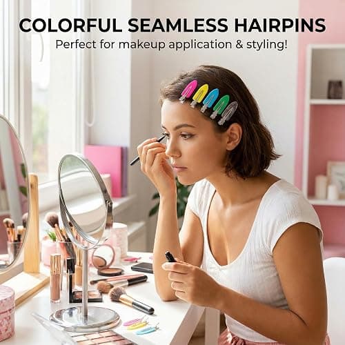 Creaseless Hair Clips for Women Styling 40Pcs Getting Ready No Crease Hair Clips for Bangs Setting No Bend Dent Makeup Clip Application Skincare Clip (Multicolor) thumbnail 2