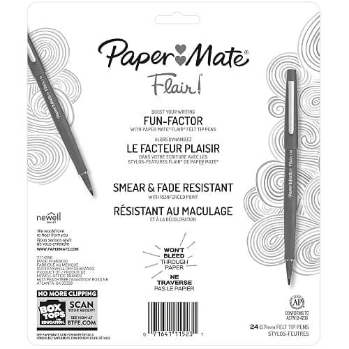 Paper Mate Felt Tip Pens, Flair Marker Pens, Medium Point, Assorted, 24 Count - Home, Office, Back to School, Teacher Supplies thumbnail 8