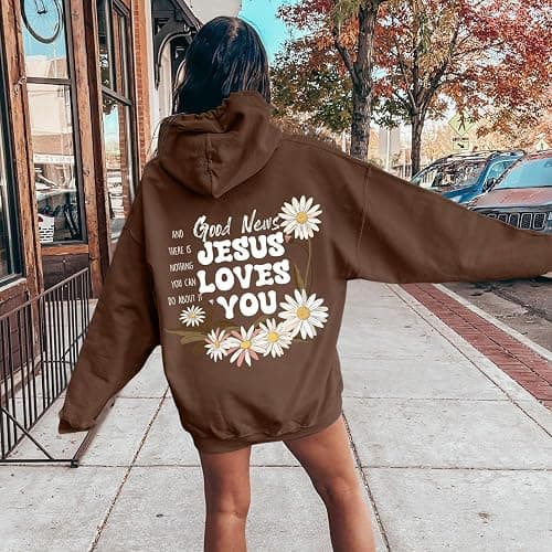 Christian Graphic Hoodies Fall Fashion 2025 Preppy Letter Print Long Sleeve Pullover Sweatshirt with Pocket Teen Girls thumbnail 4