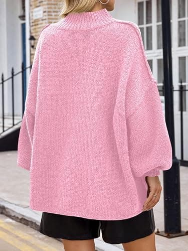 Saodimallsu Womens Oversized Sweaters Mock Neck Batwing Long Sleeve 2026 Fall Trendy Ribbed Knit Casual Tunic Sweater thumbnail 5