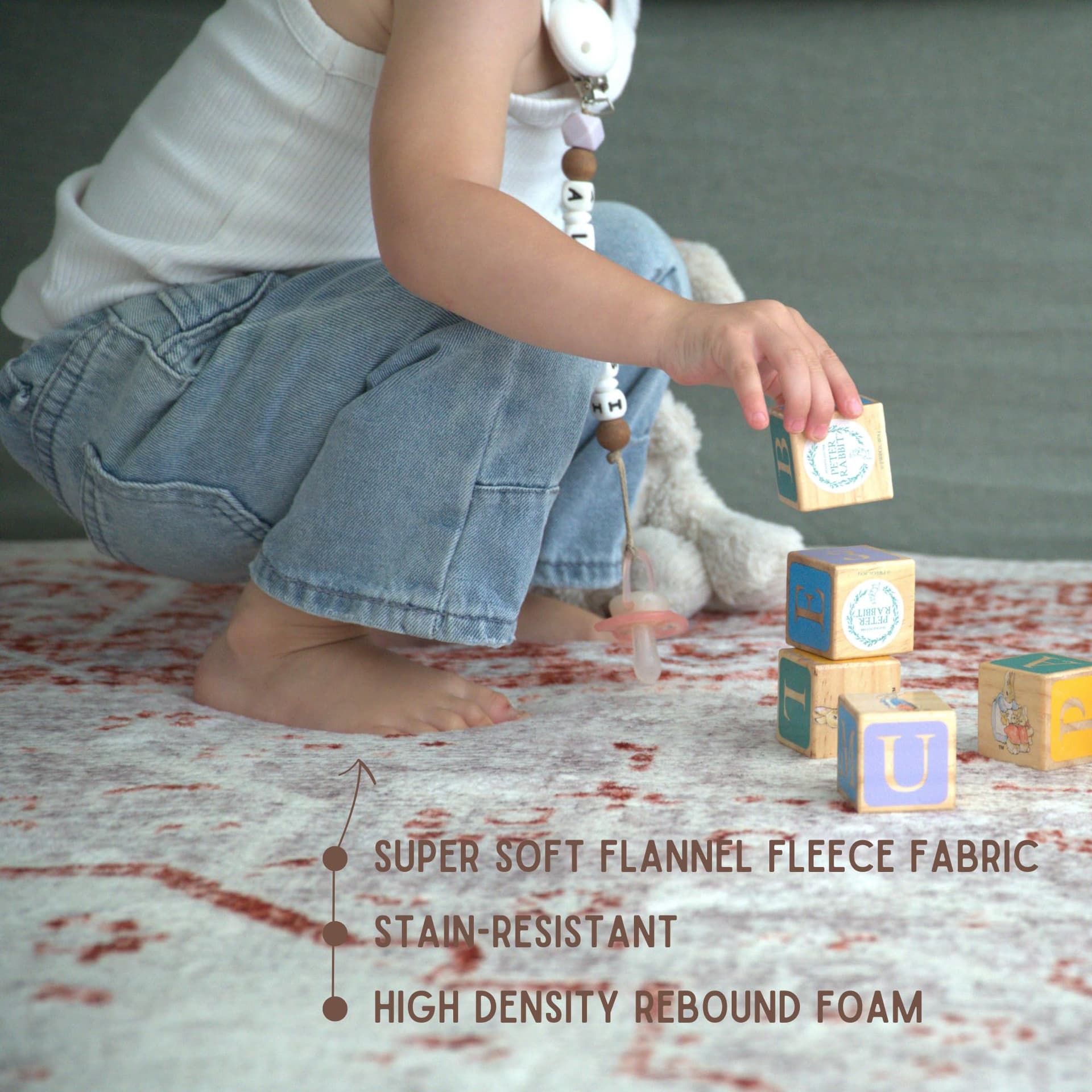 Luxurious Large Soft Baby Play Mat - Soft Padded Play Mat for Babies - Rebound Memory Foam Mat - Non Toxic Baby Play Rug - Large Baby Floor Mat for Tummy Time (Terracotta Distressed 140x200cm) thumbnail 3