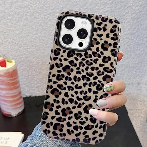 J.west Compatible with iPhone 16 Pro Case 6.3 inch with 2 Pack Tempered Glass Screen Protectors Cute Animal Leopard Hybrid Cover for Girls Women Aesthetic Protective Phone Cases Cheetah thumbnail 4