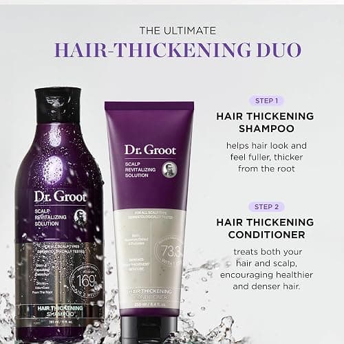 Dr. Groot Thickening Shampoo & Conditioner Set for Hair Loss – Clinical Results with Biotin and Rosemary for Hair Thinning, Shedding, Scalp Repair and Treatment thumbnail 7