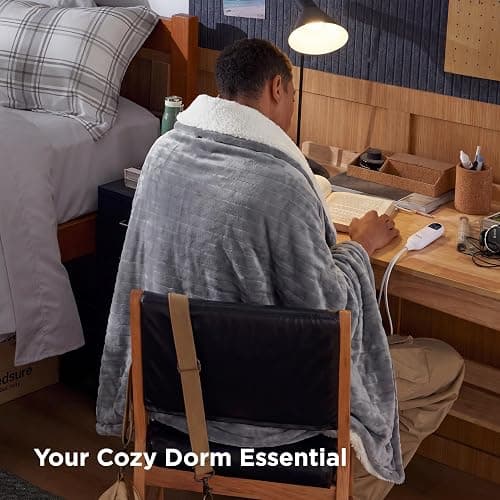 Bedsure Heated Blanket Throw Blanket with Preheat Function - Fast Heating Electric Blanket, Soft Flannel Throw with 6 Time Settings(Up to 10H), 6 Heating Settings, Gifts for Grandma (50"x60", Grey) thumbnail 4