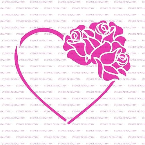 Heart with Roses - Girly, Love, Heart Rose, Hearts, Romantic Stencil thumbnail 5