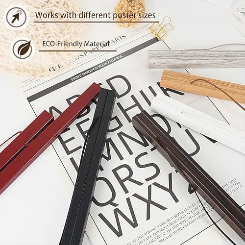 Artmag Magnetic Poster Hanger Frame, 18x24 18x12 18x28 Light Wood Wooden Magnet Canvas Artwork Print Poster Hangers Frames Hanging Kit (Black, 18") thumbnail 6