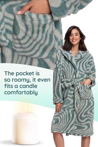 Mad Dog Fleece Sherpa Robes for Women Soft and Comfy Hooded Bathrobe - Fluffy Long Women's Rob thumbnail 2