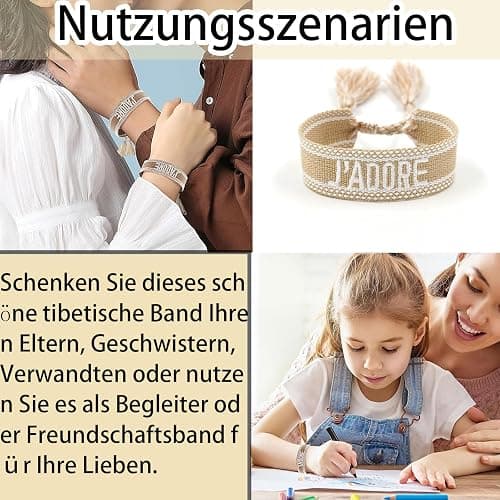 Mmgoqqt Stoffarmband Damen Generisch Friendship Stoffarmband, Gewebtes Armband, Freundschaftsarmband, Webarmband, Besticktes Armband thumbnail 4