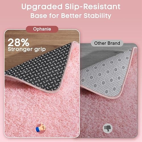 Ophanie Pink Rug for Bedroom Girls, Kids Fluffy Kawaii Fuzzy Furry Shag Area Rug, Cute Plush Soft Shaggy Bedside Indoor Floor 4x6 Carpet for Teen Nursery Dorm Home Room Decor Aesthetic thumbnail 4