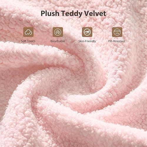 Big and Tall Office Chair, Flip Armrests for Pets & Cross Legged Sitting, Executive Ergonomic Computer Gaming Chair with Foot Rest, Teddy Fleece Wide Seat Reclining Desk Chair, Pink thumbnail 5