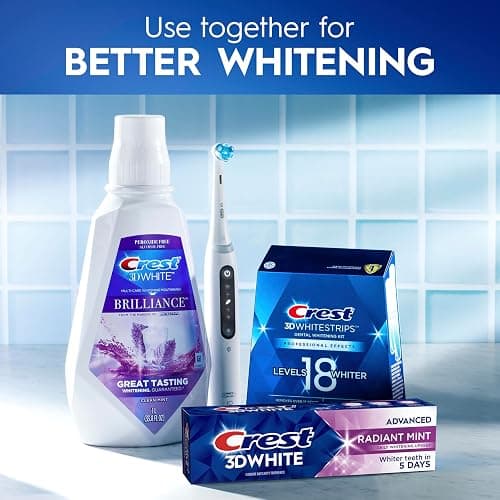 Crest 3D White Advanced Teeth Whitening Toothpaste, Crest 3D White Brilliance Toothpaste, Radiant Mint, 3.3 oz, Pack of 3 thumbnail 7