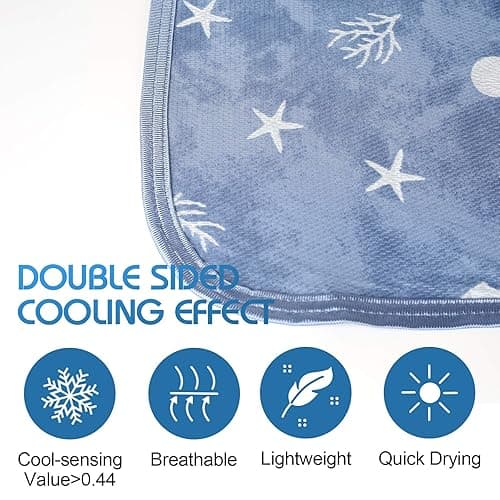 Ailemei Direct Cooling Throw Blanket with Double Sided Cold Effect, Lightweight Breathable Summer Coastal Theme Bed Blanket, Transfer Heat to Keep Body Cool for Hot Sleepers Night Sweats,50"x70" - Ocean - Throw XL 50"x70" thumbnail 3