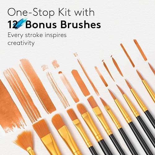 TMOL Acrylic Paint Set, 24 Colors (2 oz/Bottle) with 12 Art Brushes, Art Supplies for Painting Canvas, Wood, Ceramic & Fabric, Rich Pigments Lasting Quality for Beginners, Students & Professional Artist thumbnail 4