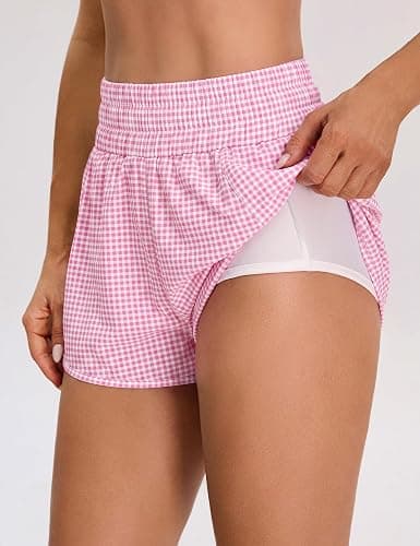 BMJL 2.5" Running Shorts for Women High Waisted Quick Dry Short with Pocket | built-in liner,thick elastic waistband,split side,comfy fabric,zipper pocket,longer back,workout,athletic,curved back line thumbnail 4