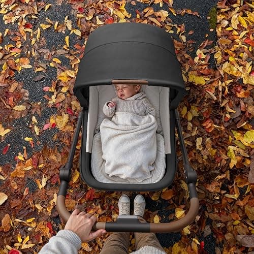 MAMAZING Air Lux Baby Stroller with Bassinet from Newborn to 50 lbs, Strength Carbon Fiber Frame Only 15.8lbs, Bassinet Stroller Included Reversible Seat, Car Seat Adapter & Large Storage Basket thumbnail 9