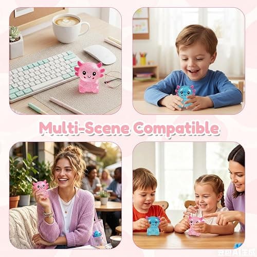 Glitter Axolotls Squishies Toy, Stretchy Axolotls Stress Ball, Fidget Toy for Anxiety Relief and Sensory Play, Pocket Size Squeeze Toys Gift for Kids Teens Adults.(Pink) thumbnail 5