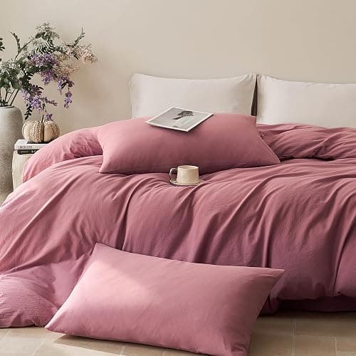 JELLYMONI Duvet Cover King Size - 100% Washed Cotton Comforter Cover with Linen-Like Texture, Breathable & Soft Bedding for Modern Home, Guest Room and Everyday Use,1 Duvet Cover & 2 Pillowcases thumbnail 2