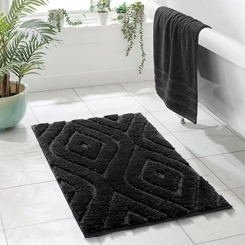 DEXDE Bathroom Rugs 20x32 Inches - Boho Bath Rug Geometric Non-Slip Machine Washable Soft Quick Dry Plush Bath Mat for Bathroom, White thumbnail 3