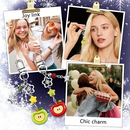 Cxulquvs 2Pcs Cute Apple Keychain for Women Fruit Keychain Accessories Trendy Phone Charm Backpack Charms for Girls Teen Girl Gifts Trendy Stuff thumbnail 6