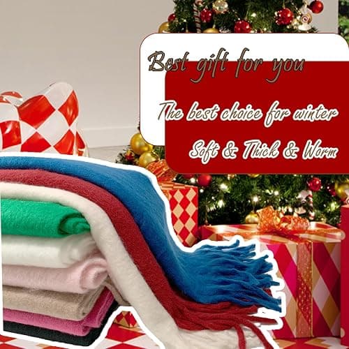 Wendyfull Winter Scarf for Women Big Chunky Scarf Solid Warm Soft Oversized Thick Blanket Scarves Shawl Cashmere Feel thumbnail 6