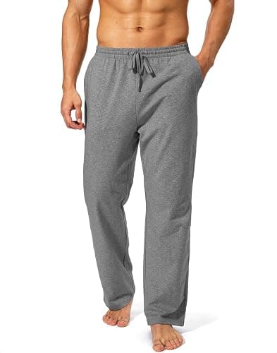 Pudolla Men's Cotton Yoga Sweatpants Athletic Lounge Pants Open Bottom Casual Jersey Pants for Men with Pockets thumbnail 2