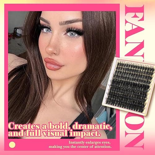 Volume Lash Clusters with Spiky Manga Lash Clusters 200D Eyelash Clusters 10-18MM Thick D Curl Cluster Eyelash Extensions 3D Wispy Cluster Eyelash Extensions by FANXITON thumbnail 5