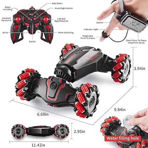 TADOZIC 4WD Remote Control Gesture Sensor Car,Hand Controlled RC Stunt Car,Double-Sided Vehicle 360° Rotation with Light and Music Spray, Watch Toy Cars for Boys & Girls Birthday thumbnail 2