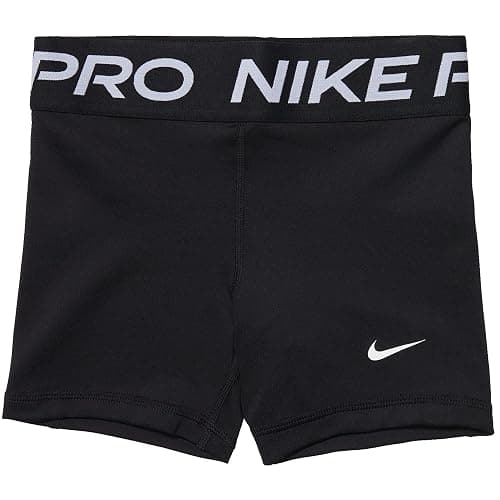 Nike Girls Pro Shorts (Little Big Kids), Black/White - Image 1