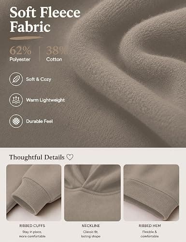 Lauweion Women Solid Basic Fleece Letter Loose Hoodie Sweatshirt Long Sleeve Kangaroo Pocket Drop Shoulder Pullovers Top thumbnail 4