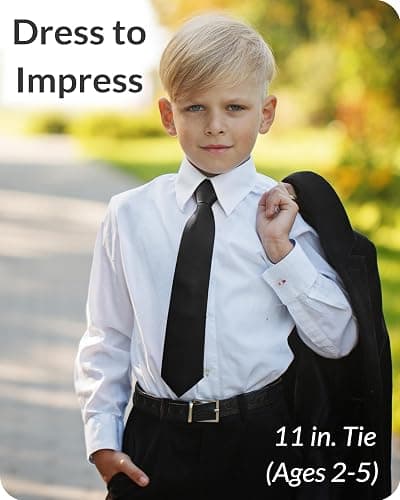 Umo Lorenzo Boys Clip on Tie Solid Neck Tie for Infants, Kids and Teens Up to 15 Years Old thumbnail 3