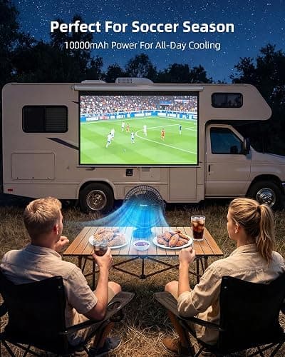 Koonie 10000mAh Clip on Fan Rechargeable, 8-Inch Battery Operated Desk Fan, USB Fan, 4 Speeds, Strong Airflow, Sturdy Clamp for Golf Cart Office Desk Outdoor Travel Camping Tent Gym Treadmill,Black thumbnail 4