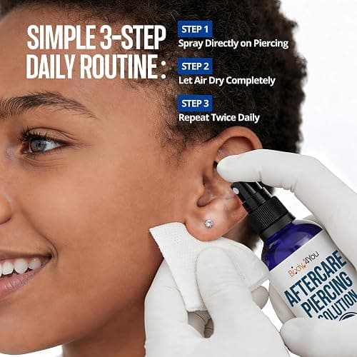BodyJ4You Piercing Aftercare Spray - Saline Solution for Piercings Wound Wash Sterile Saline - Keloid Bump Removal Ear Nose Septum Belly Button Cartilage - Sea Salt Earring Cleaner Fine Mist 2 Fl Oz | Sea Salt Spray Ear Piercing Cleaner - Nose Septum Belly Button Nipple Cartilage - Earring Hole Fine Mist 2 Fl Oz Travel Size thumbnail 6