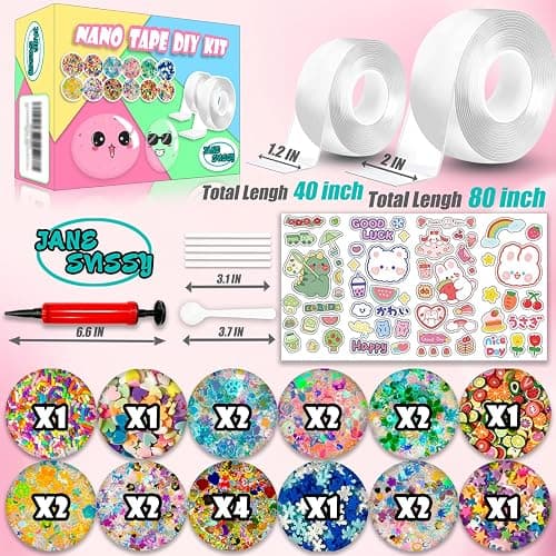 Nano Tape Bubble Kit, Nano Squishy Making kit Tape Bubbles, Arts and Craft DIY Stress Ball Making kit and Crafts for Kids Ages 8-12 Year Bubble Craft Kit Toys 2PCS (2"&1.2") thumbnail 2