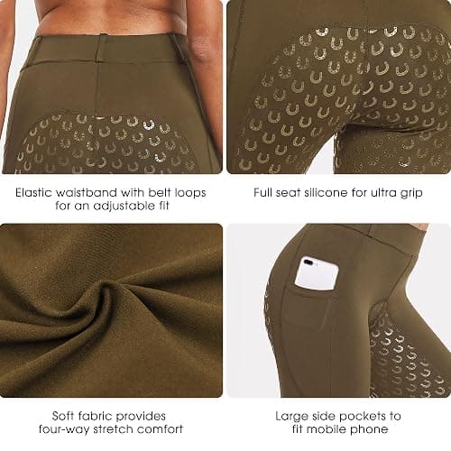 FitsT4 Sports Women's Full Seat Riding Tights Active Silicon Grip Horse Riding Tights Equestrian Breeches thumbnail 4