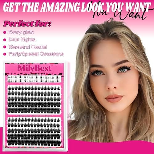 Cove Lash Clusters Kit Eyelash Clusters with Bottom Lashes 10-18mm Manga Fairy Individual Lashes Wispy Fluffy Cluster Eyelash Extensions Bond & Seal Spiky D Curl Lash Extension Kit by MilyBest thumbnail 5