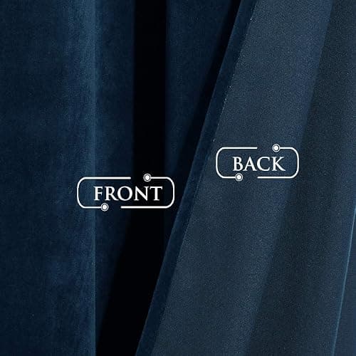StangH 108 inches Navy Blue Velvet Curtains, Luxury Super Soft Thick Window Drapes for Bedroom, Privacy Sliding Door Curtains Room Dividers, Wide 52 x Long 108 inches, 1 Panel thumbnail 6