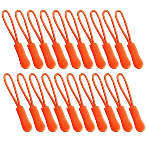 Fbshicung 20Pcs Nylon Zippers Replacement Zipper Pulls Cord Extender for Backpacks, Jackets, Luggage, Purses, Handbags,Tents... - Orange - Image 1