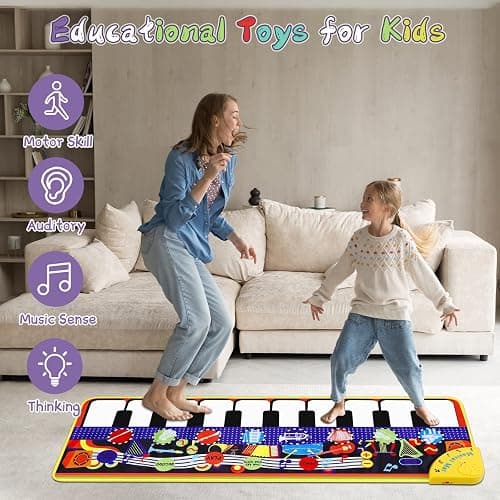 Musical Piano Mat for Toddlers - 28 Music Sounds Floor Piano Keyboard Dance Playmat - Toy & Gift for Kids 1-5 Years Old Boys Girls thumbnail 4