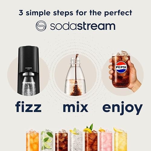 SodaStream - Terra Sparkling Water Maker, Quick Connect CO2 System, Includes 60L Gas Cylinder, BPA-Free 1L Bottle, Eco-Friendly & Reduces Plastic Waste, Black thumbnail 6
