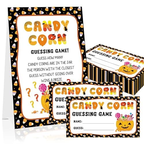 JUESMOS Halloween Party Game for Kids Adults, 50pcs Guessing Games Card | Guessing How Many Candy Game Cards for Halloween Party Decorations Baby Shower Games Favor - Image 1