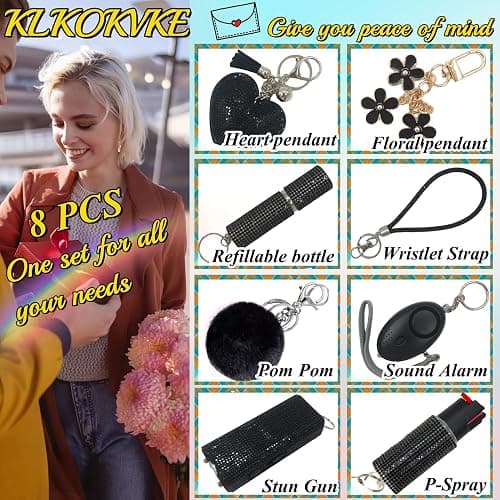 KLKOKVKE Gift Keychain Set for Women Including Wrist Strap, Heart Accessory, Petal Decor and Pom Pom thumbnail 3