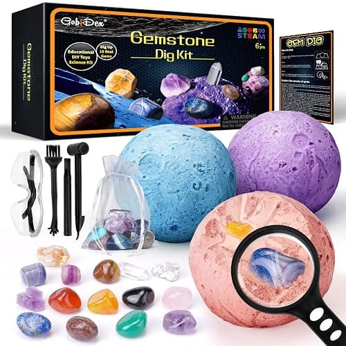 GobiDex Gemstones Dig Kit, Solar System Science Kit for Kids, Excavate 15 Real Gems, STEM Educational Space Toys Planet Collection Kit, Archaeology Geology Science Projects Gift for Boys&Girls Age 6+ - Image 1