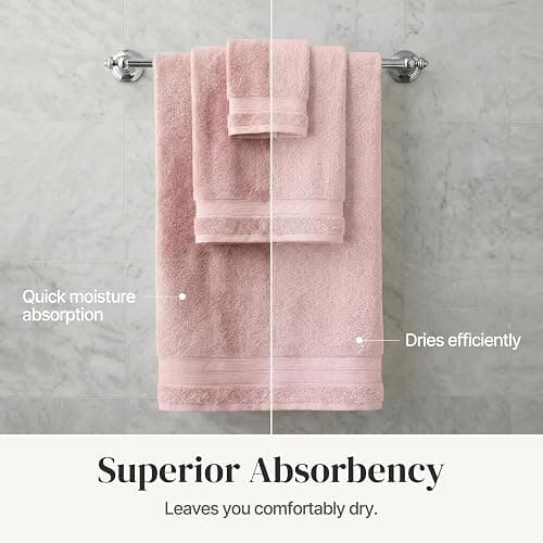 Modern Threads - Spun Loft 6-Piece 100% Combed Cotton Towel Set - Bath Towels, Hand Towels, & Washcloths - Super Absorbent & Quick Dry - 600 GSM - Soft & Plush, Blush thumbnail 5