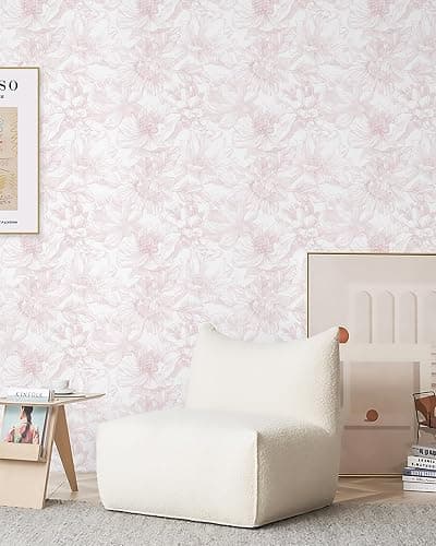 Dimoon 78.7"x17.3" Peel and Stick Wallpaper Floral Contact Paper Boho White Pink Flower Wallpaper Removable Wall Paper Self Adhesive Modern Contactpaper for Cabinets Drawers Bedroom Thicken Vinyl thumbnail 9