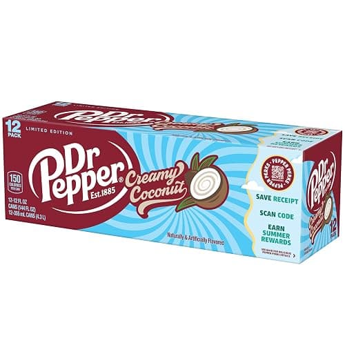 Dr Pepper Creamy Coconut Soda, 12 fl oz cans, 12 Pack thumbnail 6
