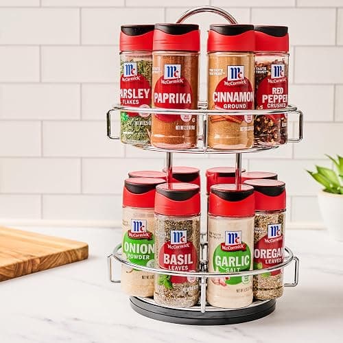 McCormick Spice Rack, Two Tier Chrome, Featuring 16 Herbs & Spices for Everyday Cooking, Great Gift for Housewarming, Wedding & Bridal Shower, 26.09 oz thumbnail 14