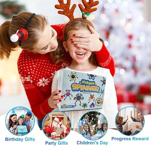 Transformable Fidget Spinners,9PCS Funny Sensory Fidget Toys Adults Deformable Chain DIY Robot Spinner,Fingertip Stress Relief Gyro Toy Halloween Party Favors Christmas Stocking Stuffers for Kids thumbnail 7