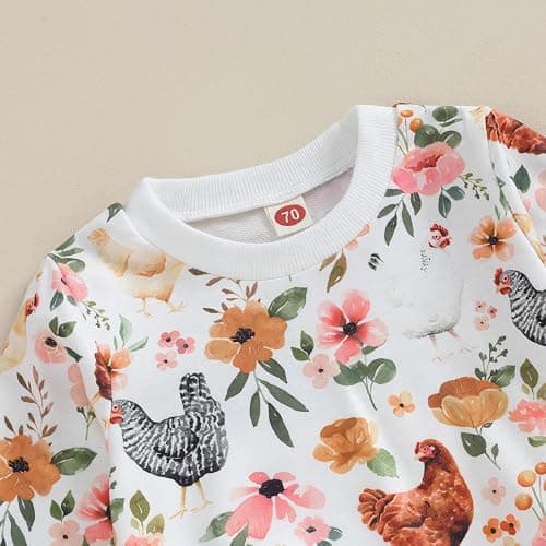 Hnyenmcko Newborn Baby Girl Clothes Waffle Long Sleeve Floral Sweatshirt Shirt Top + Pants Infant Fall Winter Outfits Set thumbnail 3