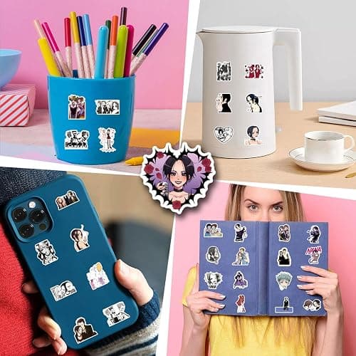 55pcs Nana Anime Stickers for Kids Teens Girls Adult, Waterproof Vinyl Movie Decal for Water Bottle Skateboard Guitar Travel Case Bike Laptop,Car Bumper,Luggage,Phone (J) thumbnail 3