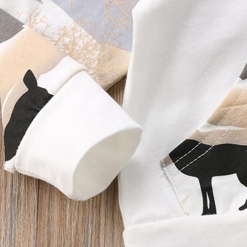 2Pcs Baby Boys Hoodie Tops Pants Set Dinosaur Deer Print Sweatsuit Fall Winter Outfits thumbnail 5